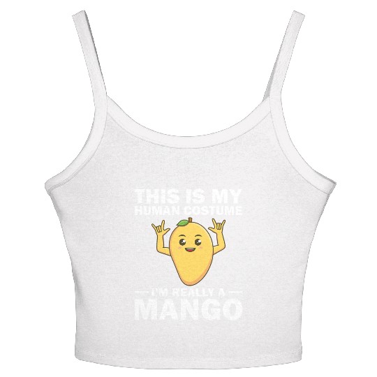 Funny This Is My Human Costume Mango Fruit Lover Women's Spaghetti Strap Tank Top