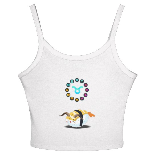 Japanese Sushi Funny Taurus Zodiac Sushi Lover Pun Women's Spaghetti Strap Tank Top