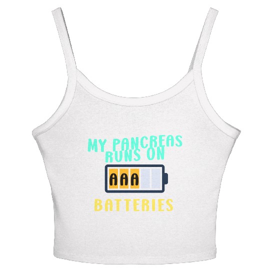 My Pancreas Runs On AAA Batteries Funny Diabetics Women's Spaghetti Strap Tank Top