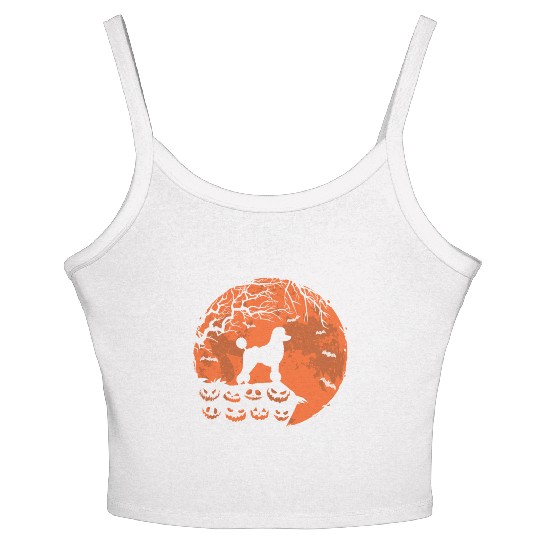 Poodle Dog And Moon Halloween Funny Dog Lover Gift Women's Spaghetti Strap Tank Top