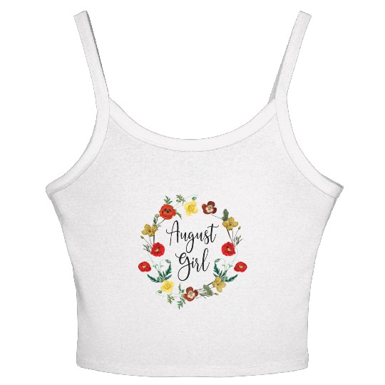August Birthday Girl Poppy Flowers Leo Born In Aug Women's Spaghetti Strap Tank Top