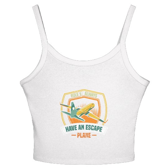 Airline Pilot Pun Escape Plane Aircraft Pilot Women's Spaghetti Strap Tank Top