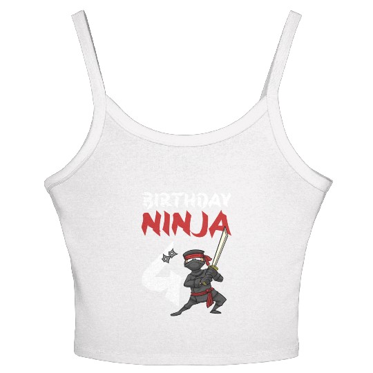 Birthday Party 4 Years Old Japanese Ninja Birthday Women's Spaghetti Strap Tank Top