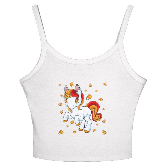 Halloween Unicorn Pony Candy Corn Halloween Women's Spaghetti Strap Tank Top
