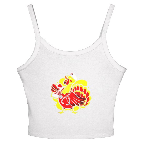 Turkey Medical Farmer Doctor Thanksgiving Holiday Women's Spaghetti Strap Tank Top
