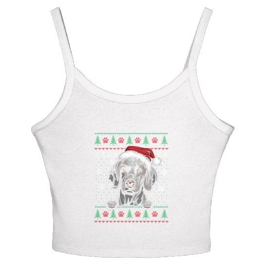 Weimaraner Christmas Ugly Sweater Funny Dog Lover Women's Spaghetti Strap Tank Top