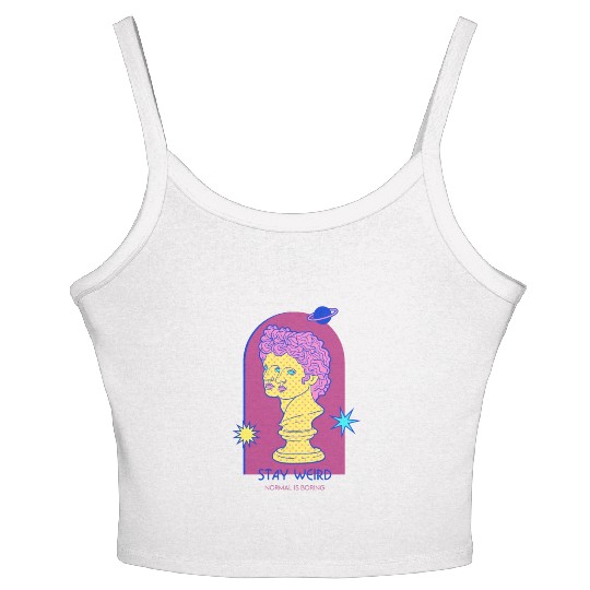 Stay Weird [retrowave/vaporwave] — retrowave art Women's Spaghetti Strap Tank Top