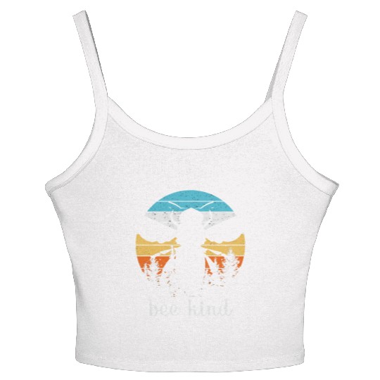 Save the Bees Autumn Sunset Treeline Bee Kind Swea Women's Spaghetti Strap Tank Top