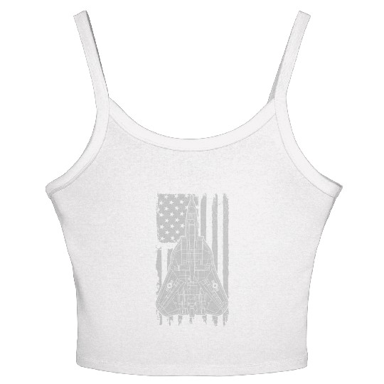 F-14 Tomcat Fighter Jet Airplane American Flag F14 Women's Spaghetti Strap Tank Top