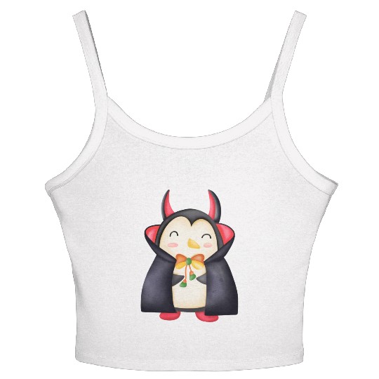 Halloween Penguin in vampire costume Women's Spaghetti Strap Tank Top