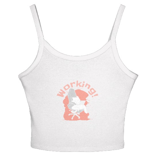 Working Cat Busy Cat Owner Professional Worker Women's Spaghetti Strap Tank Top