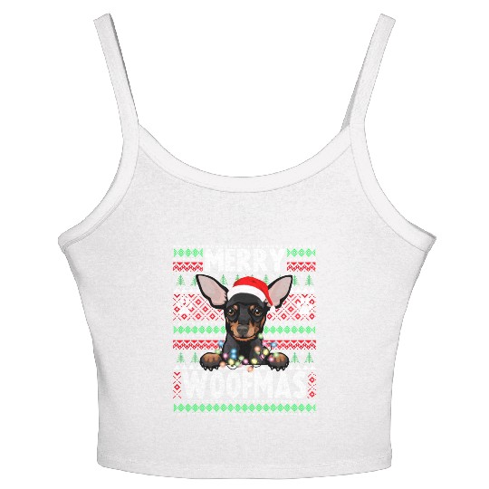 Chihuahua Christmas Lights Dog Lovers Xmas Pajama Women's Spaghetti Strap Tank Top
