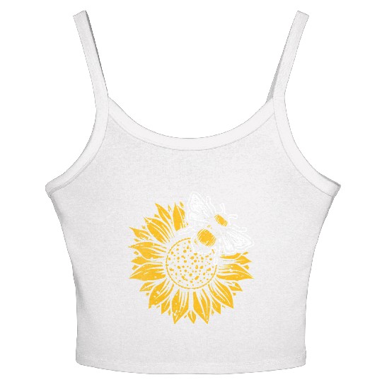 Womens Bumblebee Sunflower Springtime Save The Bee Women's Spaghetti Strap Tank Top