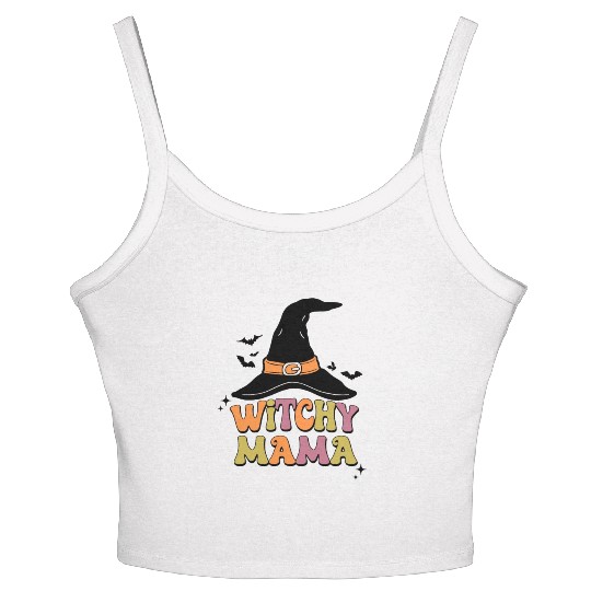 Withcy Mama retro Halloween Witch Hat Women's Spaghetti Strap Tank Top
