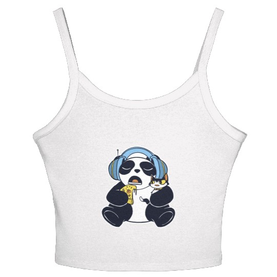 snack, slice, crust, cheese, song, pet, animals Women's Spaghetti Strap Tank Top