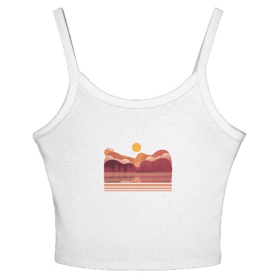 Guitar Player Retro Reflection Acoustic Electric Women's Spaghetti Strap Tank Top