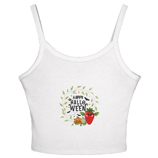 Bat Strawberry - Happy Halloween Women's Spaghetti Strap Tank Top