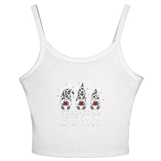 LET IT SNOW Winter Gnome Leopard Buffalo Plaid Women's Spaghetti Strap Tank Top