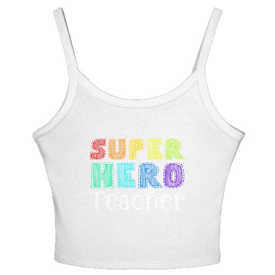 Multicolor Retro Teacher Superhero Women's Spaghetti Strap Tank Top