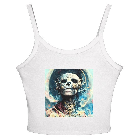 Extremely Realistic Skull in Abstract Art Women's Spaghetti Strap Tank Top