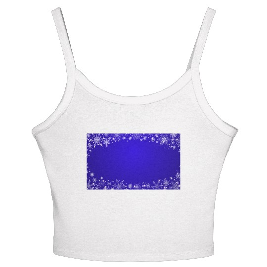 Modern Navy Blue Snowflakes Pattern Women's Spaghetti Strap Tank Top