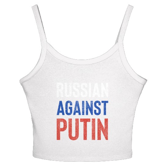 Russian against Putin russia flag grunge Women's Spaghetti Strap Tank Top