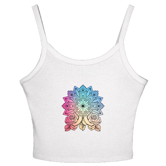 Mandala Rose Art Women's Spaghetti Strap Tank Top