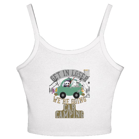 Get in loser we're going car camping Women's Spaghetti Strap Tank Top