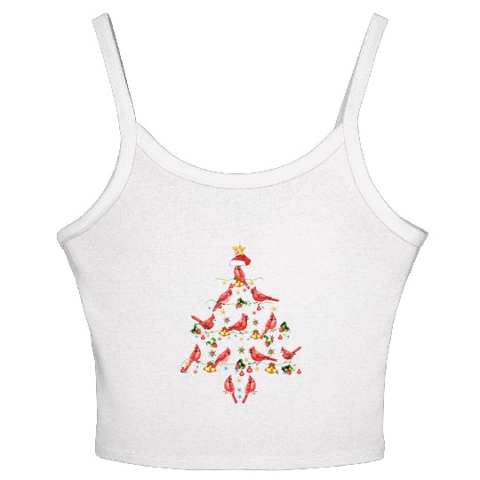 Cardinal Bird Ornament Decoration Christmas Tree Women's Spaghetti Strap Tank Top