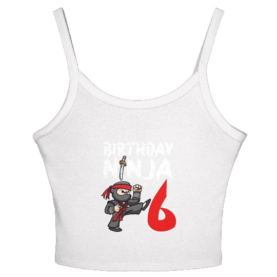 Birthday Party 6 Years Old Japanese Ninja Birthday Women's Spaghetti Strap Tank Top