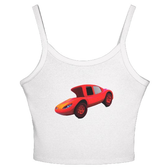 Funny cartoon car 3d . Women's Spaghetti Strap Tank Top