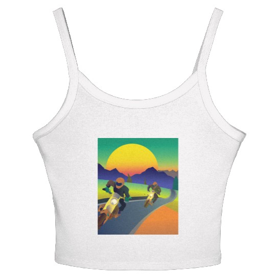 Dirt Bike Rider Sunset Mountain Road Women's Spaghetti Strap Tank Top