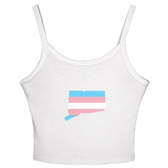 Trans Flag Connecticut LGBT Pride Support Women's Spaghetti Strap Tank Top