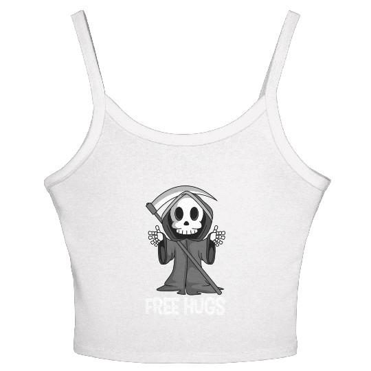 Free Hugs Grim Reaper Spooky Halloween Women's Spaghetti Strap Tank Top