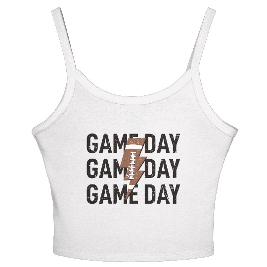 Game Day Football Distressed Lightning Bolt Women's Spaghetti Strap Tank Top