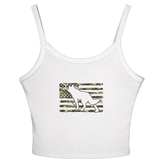 Coyote Hunting Camo American Flag Women's Spaghetti Strap Tank Top