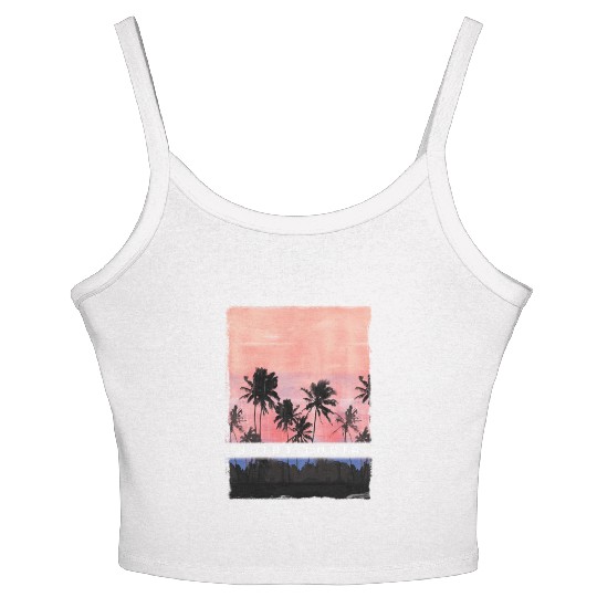 St Lucia Caribbean Vacation Souvenir Palm Tree Women's Spaghetti Strap Tank Top
