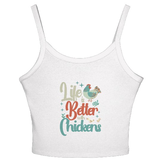 Chickens Rooster Chicken Farmer Hen Poultry Cock Women's Spaghetti Strap Tank Top