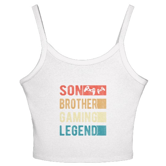 Son Brother Gaming Legend Gamer Boy Gift Vintage Women's Spaghetti Strap Tank Top