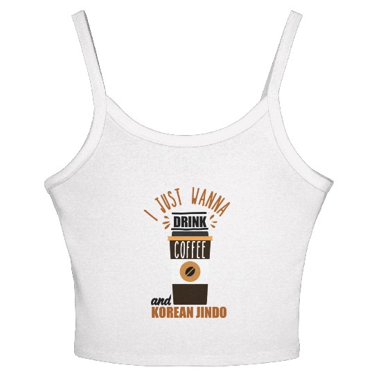 I want to Drink Coffee and Pet my Korean Jindo Dog Women's Spaghetti Strap Tank Top
