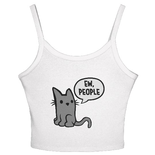 comic cat ew people Women's Spaghetti Strap Tank Top