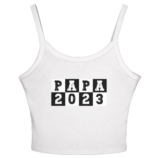 Papa 2023 Vintage Checkerboard for New Dad Women's Spaghetti Strap Tank Top