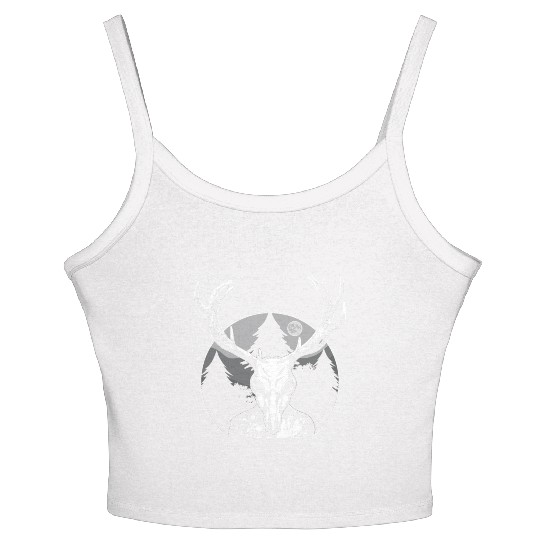 Folk Creature Moon Wendigo Halloween Cryptid Women's Spaghetti Strap Tank Top