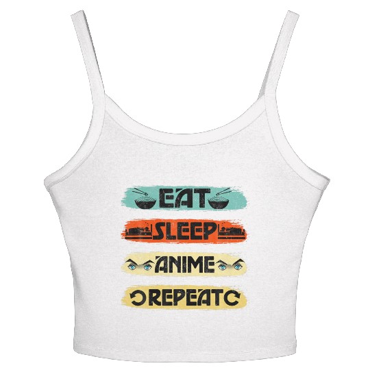 Eat Sleep Anime Repeat Ramen Kawaii Japanese Women's Spaghetti Strap Tank Top