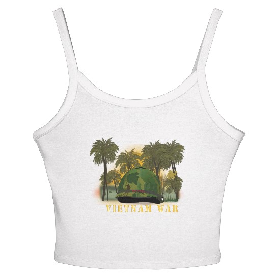 Vietnam Era Helmet Cover - Band - Front - War is H Women's Spaghetti Strap Tank Top