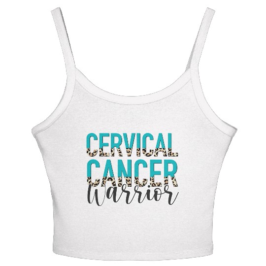Cervical Cancer Awareness Month Warrior Teal White Women's Spaghetti Strap Tank Top