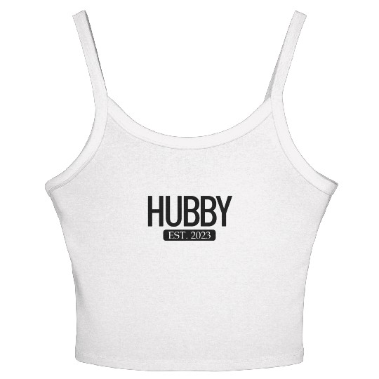 Hubby Est. 2023 Matching Couple Newlywed Marriedma Women's Spaghetti Strap Tank Top