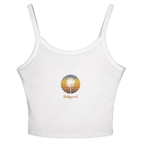 Retro Souvenir Hollywood California Sunset Women's Spaghetti Strap Tank Top