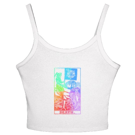 Death Tarot Card Psychic Occult Pagan Witch Rainbo Women's Spaghetti Strap Tank Top
