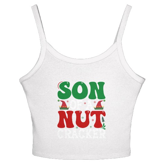 Son of a nut cracker Funny Christmas Women's Spaghetti Strap Tank Top